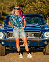 Womens Tech Party Shirt | Isa Signature - Purple Leopard